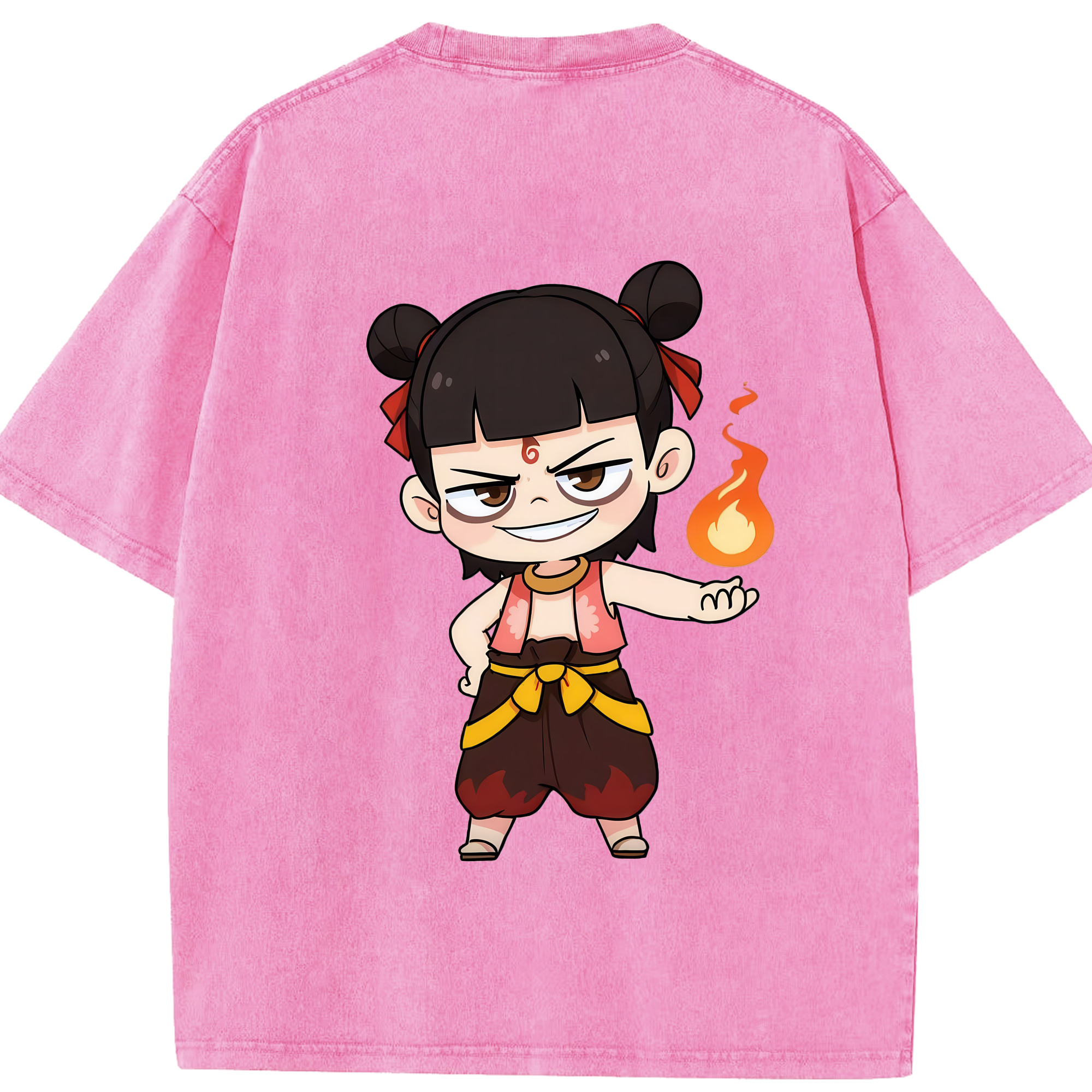 （画像用） Ne Zha 2 ナタ 魔童の大暴れ 綿100% ヴィンテージ風 半袖Tシャツ（背面プリント）